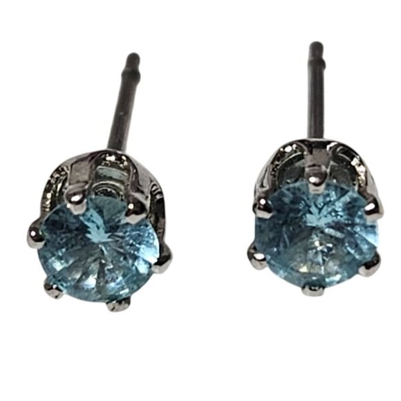 Vintage Elegant Crysta Silver Tone Stud Earrings Minimalist Fashion Jewelry - Picture 1 of 3